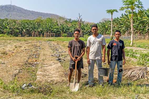 3 Men In Timor Leste At Their Farm