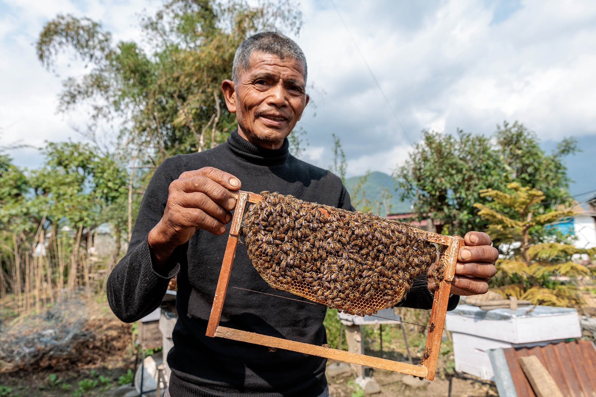 A beekeeper in Nepal
