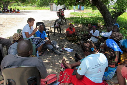 Sr Ivy Khoury meeting the community in Mozambique. Photo: Caritas Australia