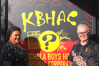 Christine Rhazi And Uncle Michael Welsh Outside KBHAC Office. Photo Caritas Australia (1)