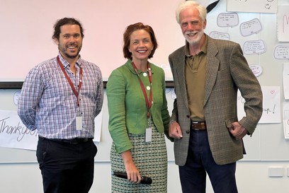 Michael Peyra Farewell At Caritas Australia. L R Dan Skehan, Kirsty Robertson, Michael Peyra.